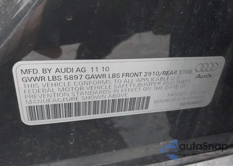 2011 Audi A8 L 4.2 from USA, damaged, VIN WAURVAFD7BN009032